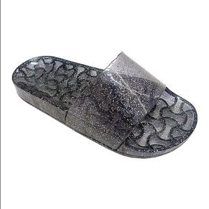 Brand new! Black glitter Jelly slides!